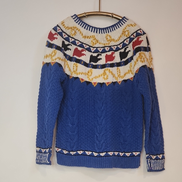 birch bros Sweaters - VTG Birch Bros Nordic Fair Isle Novelty Animal Pullover Sweater Blue Sz M